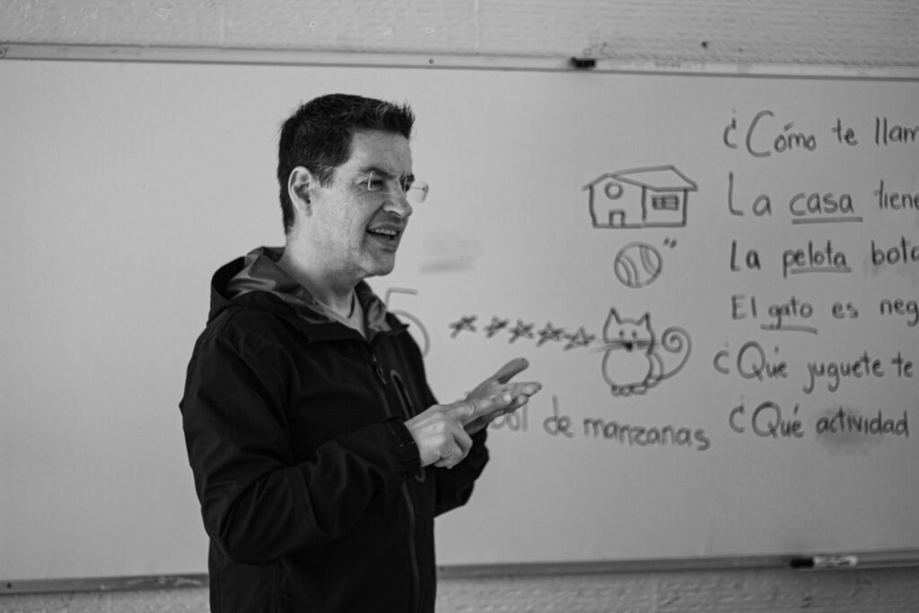 Trainer at a whiteboard