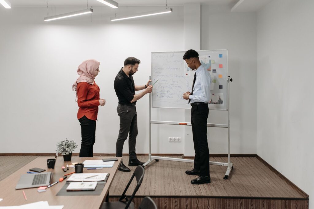 Project planning on a whiteboard