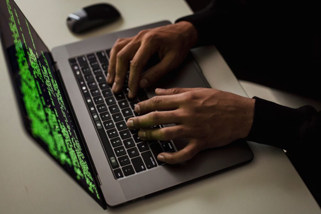 Professional working securely on a laptop