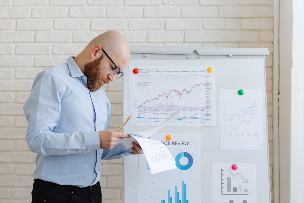 Risk analysis presented on a board