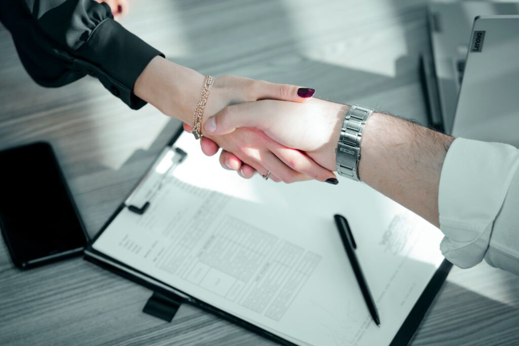 Handshake over a contract