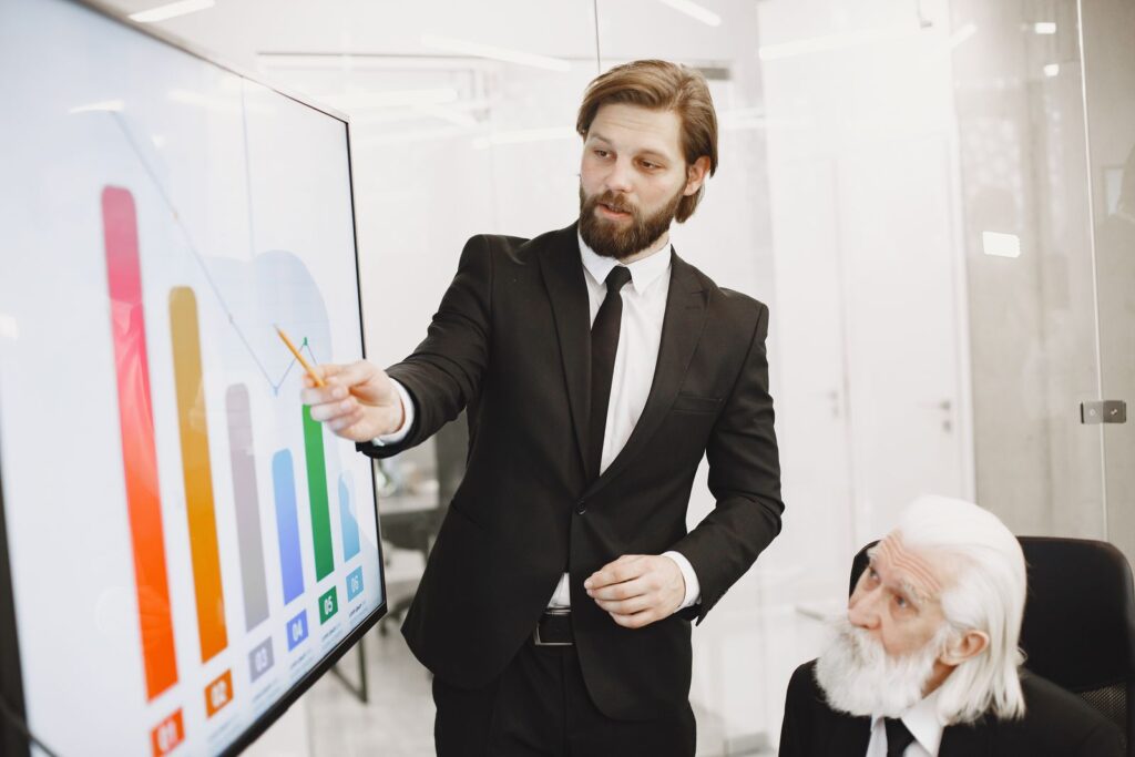 Executive presenting strategy