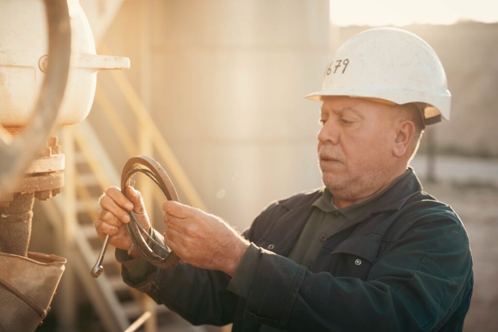 Maintenance engineer at equipment
